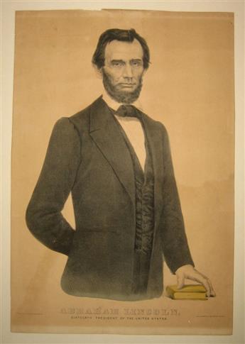 (LINCOLN, ABRAHAM--PRINTS.) Group of 9 Currier & Ives portraits of the president.